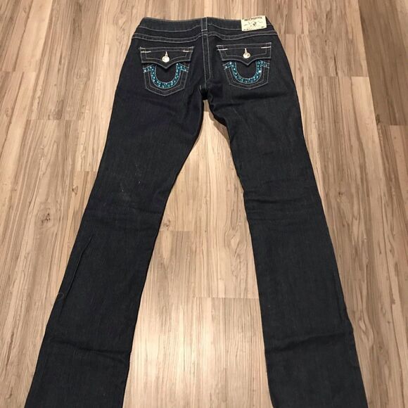 Vintage True Religion Billy Womens Jeans Size 8 Straight leg embellished Y2K - Picture 1 of 11